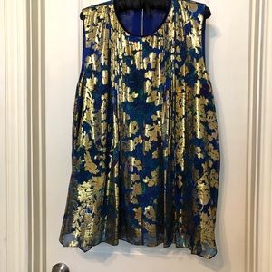 Elie Tahari Metallic Paisley Silk Blouse